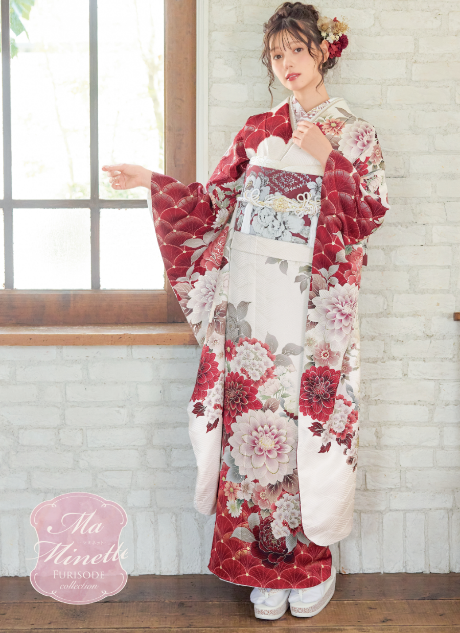 振袖専門店林屋の赤色の振袖