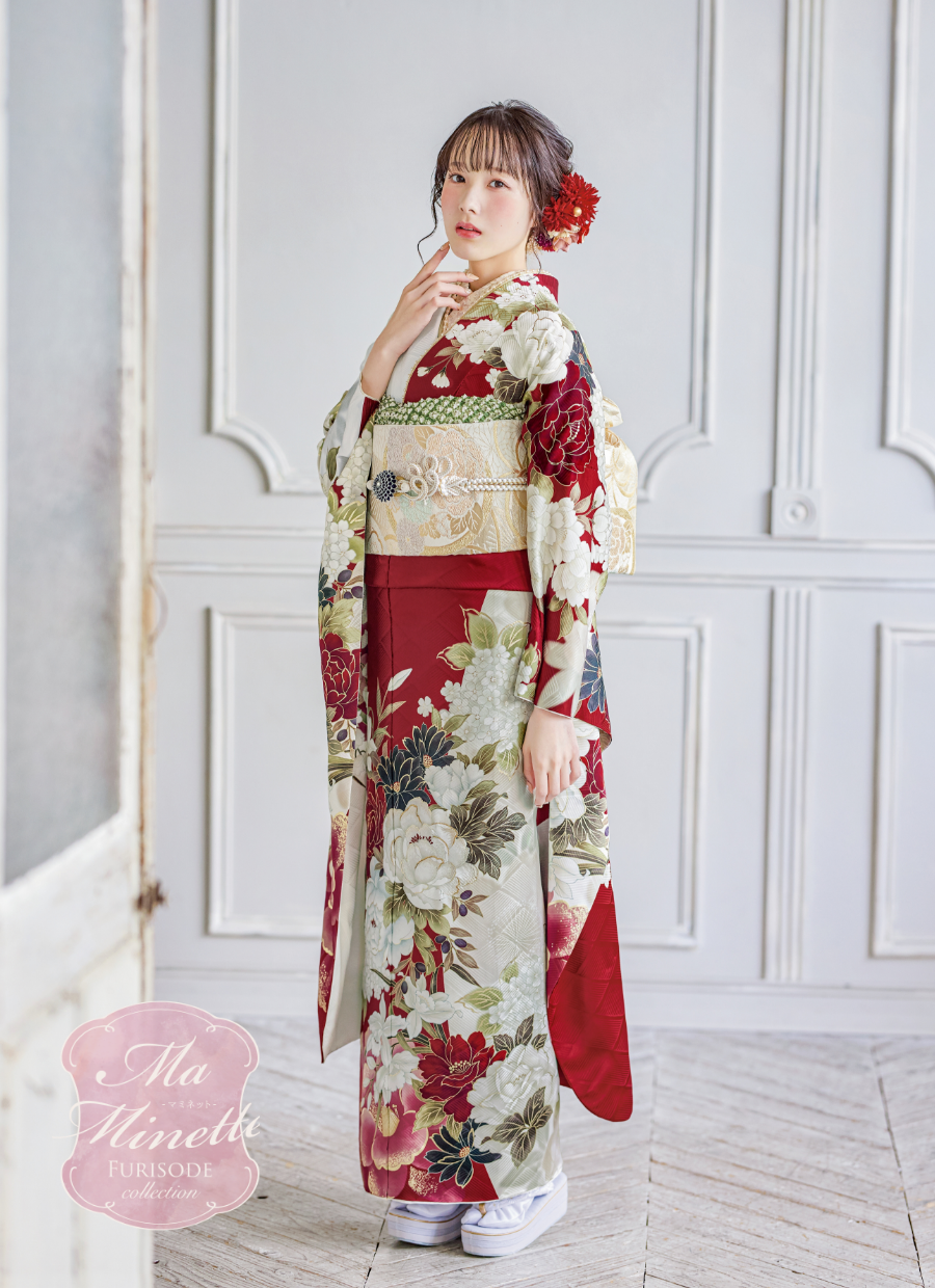 振袖/赤/レッド/古典柄/レトロ/エレガント