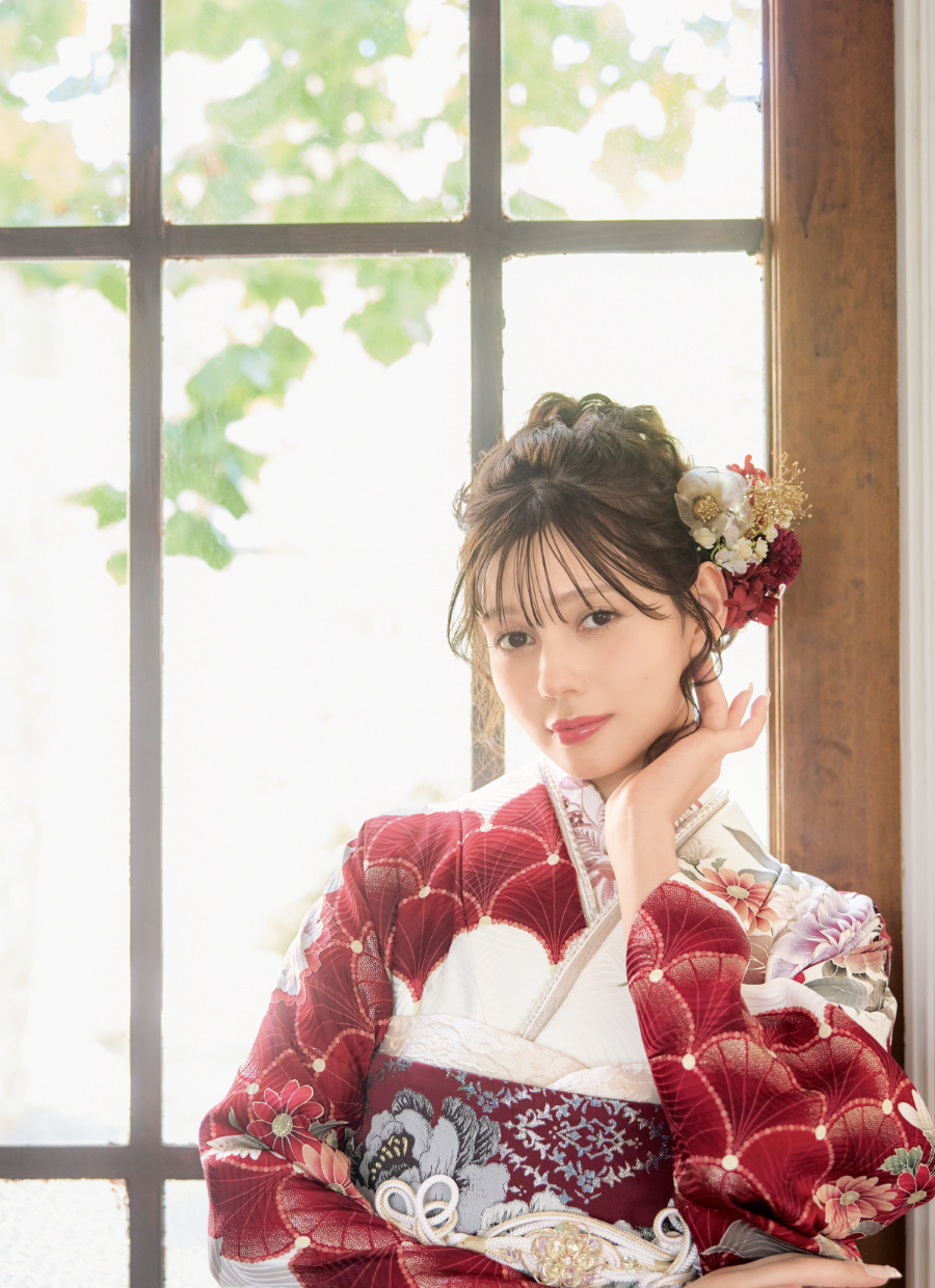 振袖/赤/レッド/古典柄/かわいい/レトロ