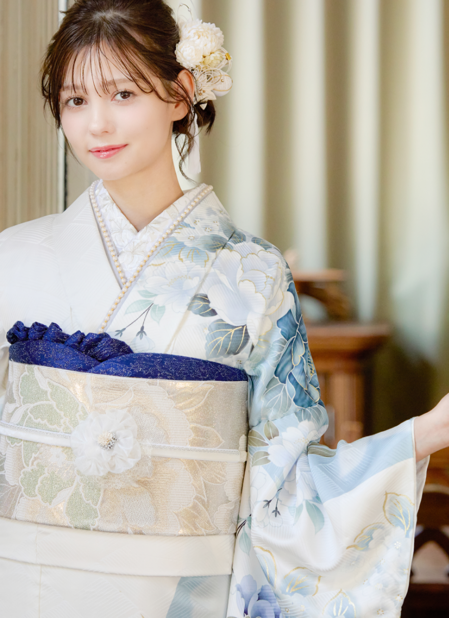 振袖/青/ブルー/モード/エレガント/クール